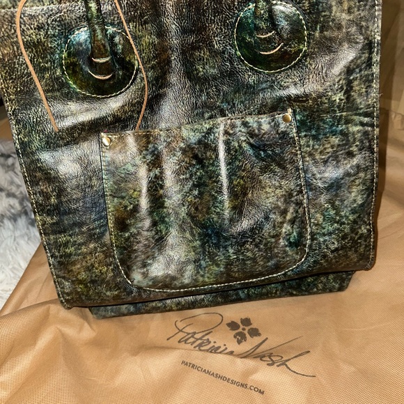 Patricia Nash tote teal/brown/gold 13 1/2 x 12 1/2 x 5 fuchsia/pink inter - Picture 6 of 11